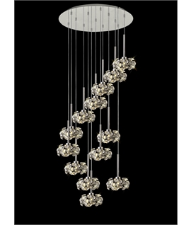 Boyd 13 Light G9 2.5m Round Multiple Pendant With Polished Chrome And Crystal Shade