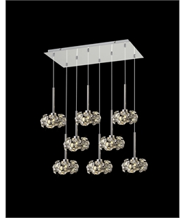 Boyd 8 Light G9 2m Rectangle Multiple Pendant With Polished Chrome And Crystal Shade