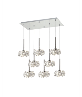 Boyd 8 Light G9 2m Rectangle Multiple Pendant With Polished Chrome And Crystal Shade