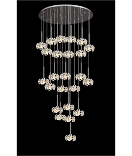 Boyd 24 Light G9 5m Round Multiple Pendant With Polished Chrome And Crystal Shade, Item Weight: 25.2kg