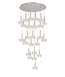 Boyd 24 Light G9 5m Round Multiple Pendant With Polished Chrome And Crystal Shade, Item Weight: 25.2kg