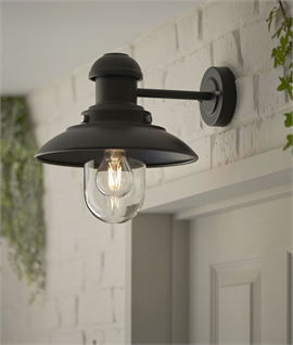 Black Exterior Straight Arm Nautical Wall Light - IP44