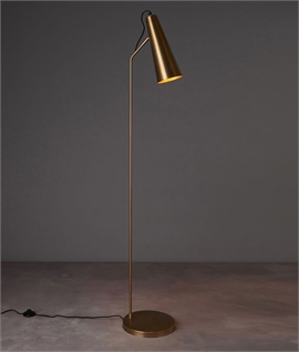 Brass and Gold Adjustable Cone Shade Floor Light