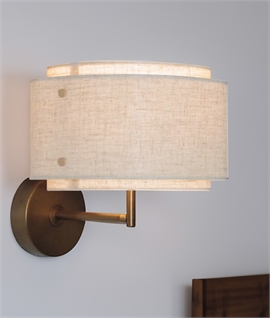 Linen Shade and Burnished Brass Wall Light with Optional UK Plug