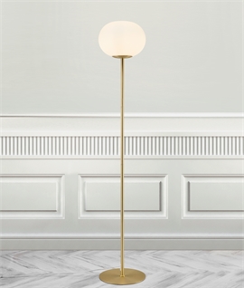 Globe Opal Glass & Brass Floor Lamp