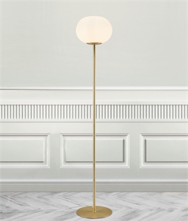 Globe Opal Glass & Brass Floor Lamp