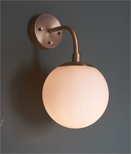 Antique Brass Wall Bracket with Opal Globe Shade