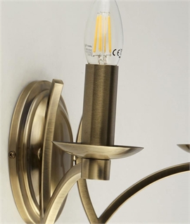 Double Arm Traditional Wall Light - Antique Brass or Chrome