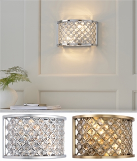 Twin Lamp Flush Wall Light With Crystal Beads