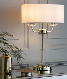 Twin Arm Chandelier Table Lamp with Drum Shade
