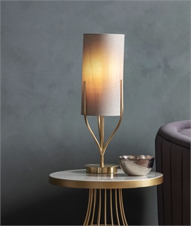 Satin Brass Table Light with Natural Linen Mix Shade