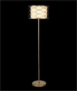 Aged Gold & Cream Fabric Shade Floor Lamp