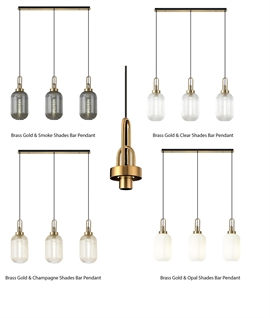 Triple Ribbed Glass Bar Pendant Light - Flush Mounted
