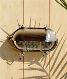 Oval Brass Bulkhead with Eyelid - Marine Wall Light