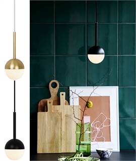 Single 10cm Globe Pendant Light - Brass or Black