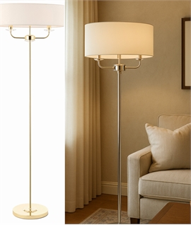 Modern Twin Arm Floor Lamp With Drum Shade