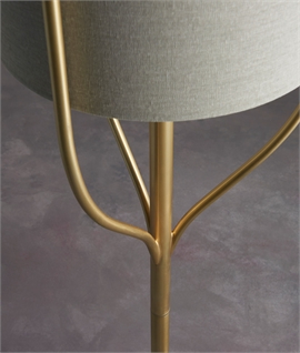 Satin Brass Floor Lamp with Natural Linen Mix Shade