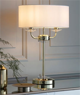 Double Lamp Table Lamp with Shade and Crystal
