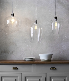 Bright Nickel Clear Glass Pendant Lights - 3 Sizes