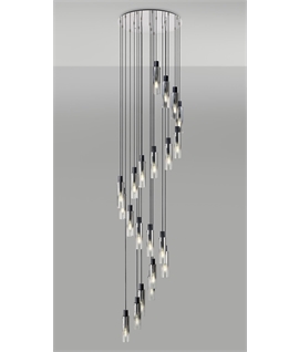 Bruni Cascade Extra-Large Light Pendant | Black-Smoke Fade Glass | Long Drop | 1 Metre Diameter