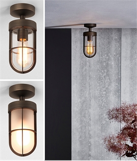 Bronze Cabin Flush Ceiling Light - IP44 Rated