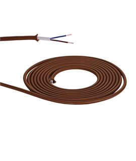 1m Dark Brown Braided 2-Core 0.75mm Electrical Cable