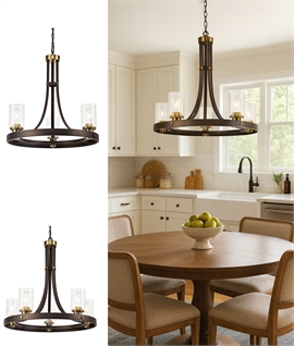 Clear Glass Shade Brown & Bronze Circular Pendant Light - 2 Options
