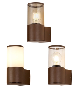 Exterior Matt Brown Wall Light with Polycarbonate Shade - IP54 Rated 