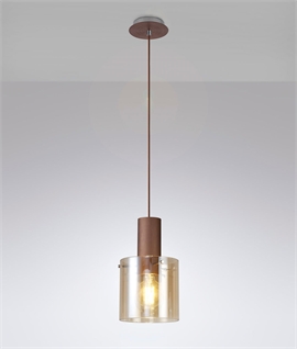 Mocha Single Pendant with Amber Glass Shade 
