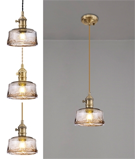 Brown Glass Bowl Pendant 1.5m - 3 Options