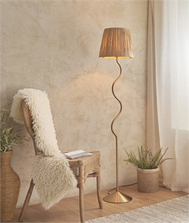 Curvy Floor Lamp with Natural Raffia Shade