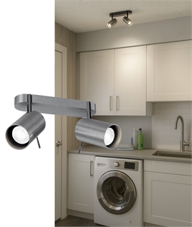 Stylish Brushed Aluminium Adjustable Twin Spotlight