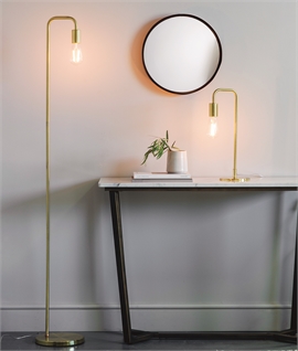 Simple Curved Frame Brushed Brass Floor Lamp