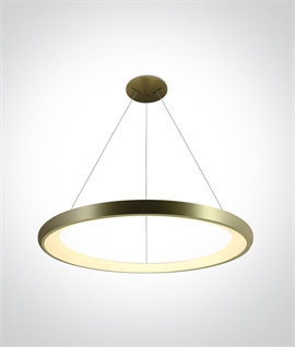 Wire-Suspended LED Ring Pendant 61cm - Angled Diffuser, 3000K Warm White