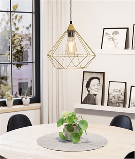 Metal Wire Cage Pendant Light - Cut Jewel Design