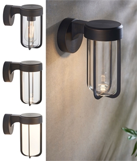 Exterior Brushed Bronze Cabin Wall Light - Caged Shade