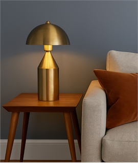 Modern Brushed Brass Dome Table Lamp - Diffused Illumination