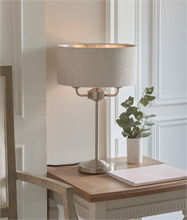 3 Arm Table Light With Fabric Drum Shade
