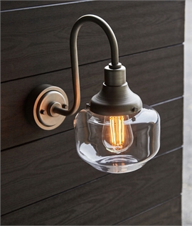 Exterior Swan-Neck Bracket Wall Light With Glass Shade