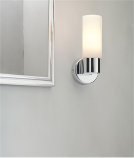 Simple Bathroom Opal Glass Wall Light With Pull Cord
