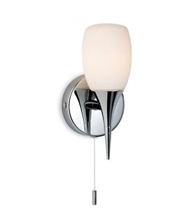 Opal Glass Bathroom Wall Light with Pullcord Switch
