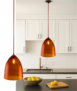 Blown Glass Handmade Pendant - Orange & Red Cable