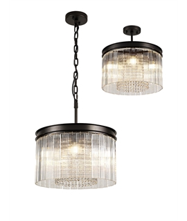 Caffi Small Round Pendant-Semi Flush, 5 Light E14, Brown Oxide