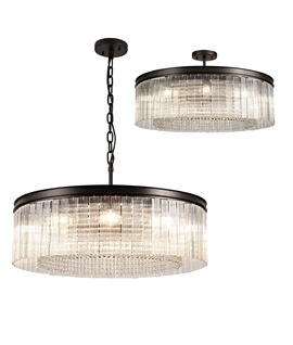 Caffi Large Round Pendant-Semi Flush, 10 Light E14, Brown Oxide