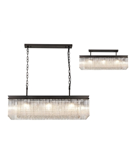 Caffi Rectangular Pendant-Semi Flush, 11 Light E14, Brown Oxide Item Weight: 15kg