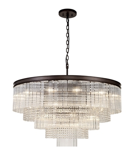 Caffi Large 3 Tier Round Pendant, 27 Light E14, Brown Oxide, Item Weight: 28.6kg