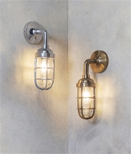 Caged Industrial Wall Light for Interior Use - Two Finishes