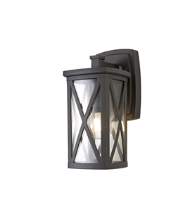 Carroll Down Criss Cross Wall Lamp, 1 x E27, IP54, Anthracite-Clear Glass, 2yrs Warranty
