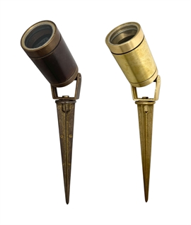 Nickel-Plated Cast Brass Adjustable Ground Spike Light for GU10 Lamp - Made in Europe Nickel-Plated Cast Brass Adjustable Ground Spike Light for GU10 Lamp - Made in Europe