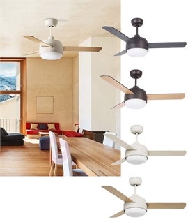 Modern Triple Bladed Ceiling Fan with Built-in Opal Light 